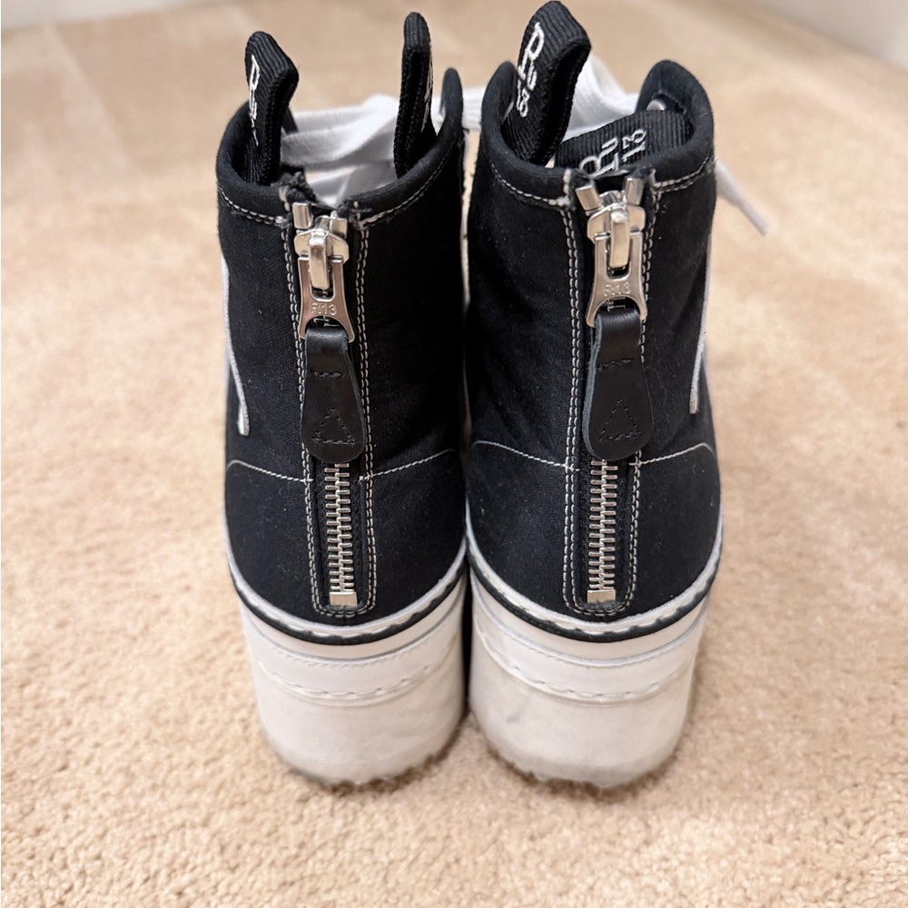 R13 Black and White High-Top Platform Sneakers - Picture 4 of 8